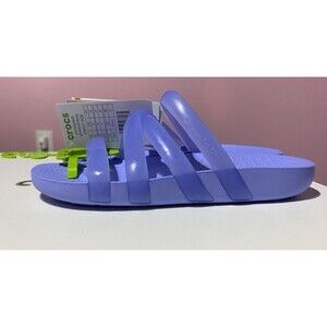 Crocs Sandals Womens 6 Moon Jelly Purple Splash Glossy Strappy Flip Flops Beach